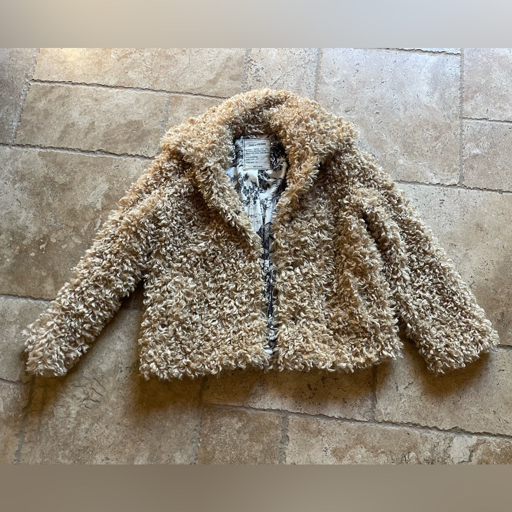 Zadig&Voltaire Shaggy Faux Fur Jacket Tan
